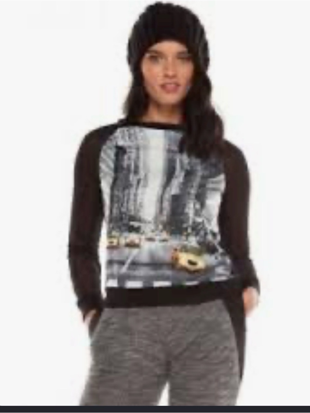 Elie Tahari Black and Gray Graphic Pullover